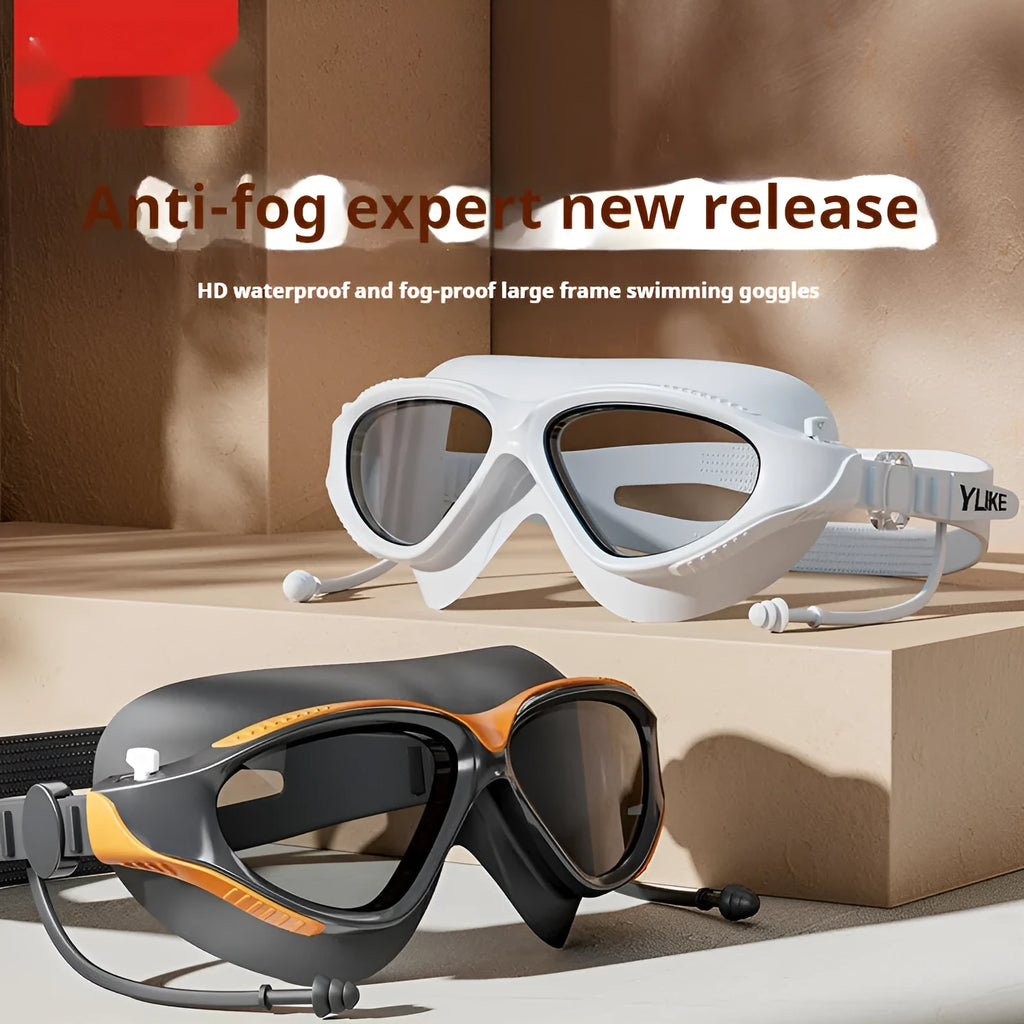 Professional anti-fog swimming goggles in black blue with PVC and silicone construction