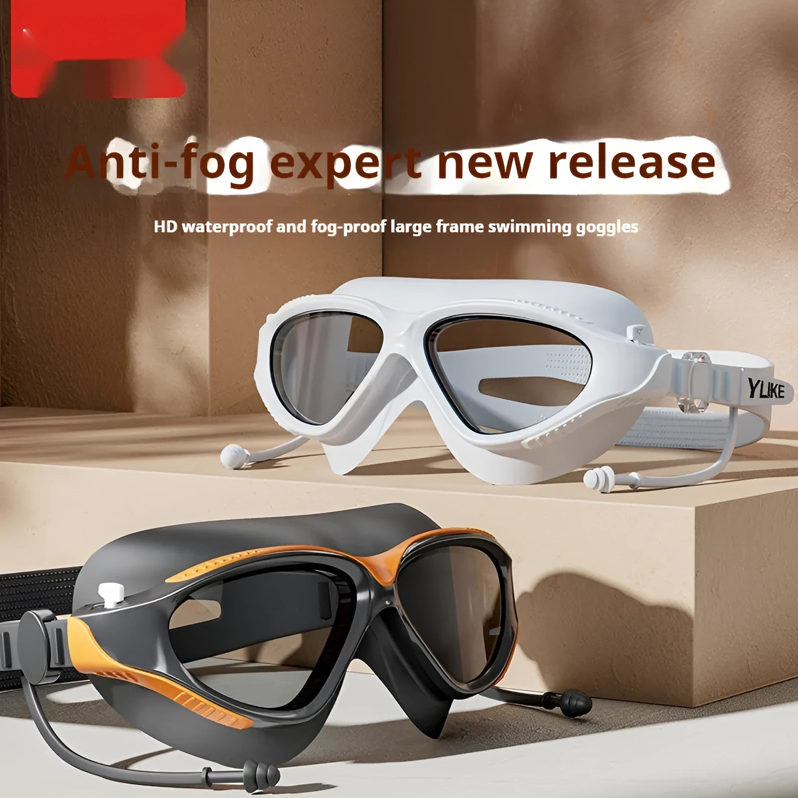 Professional anti-fog swimming goggles in black blue with PVC and silicone construction