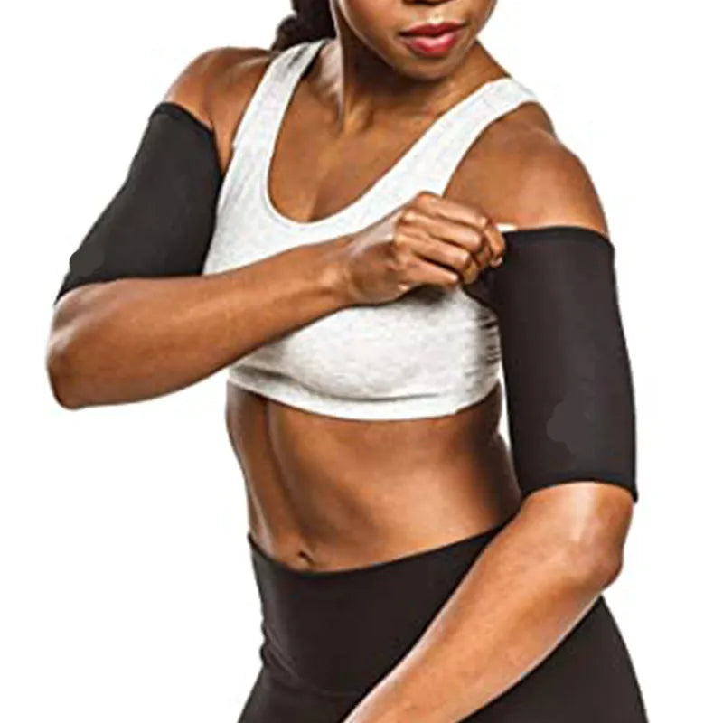 Arm band sports sweatband shown in blue, silver, black and yellow, and black and red colour options.