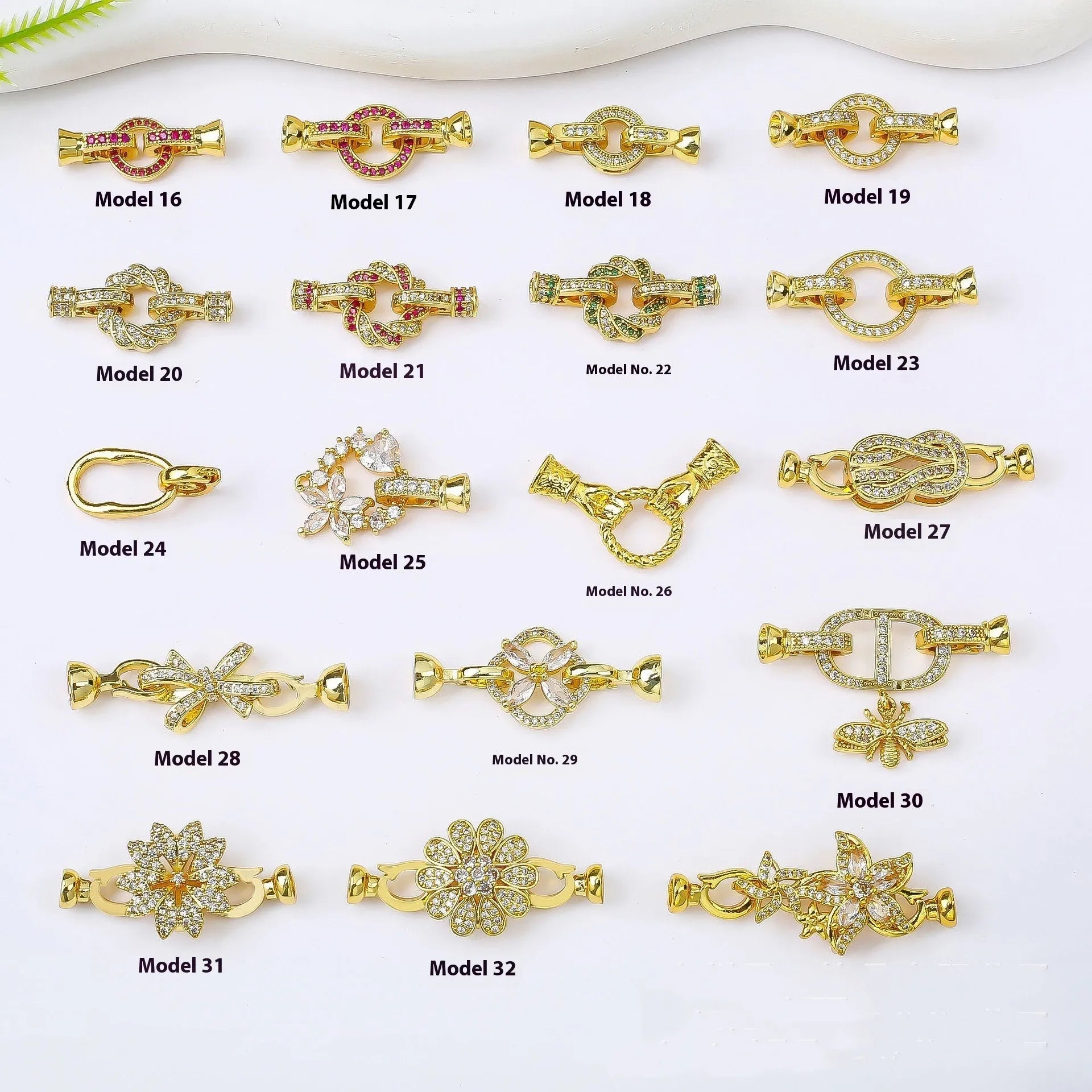 Small gold colour electroplated chain buckle for DIY necklace making with clasp mechanism