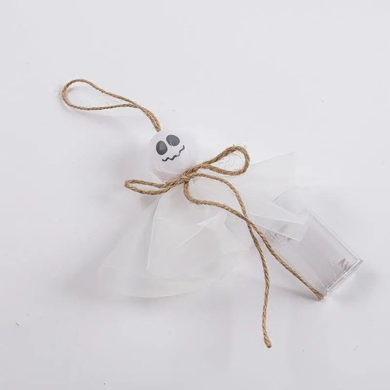 Halloween ghost LED lighting chain with 20 battery-powered PVC beads in Ghost 1 colour option