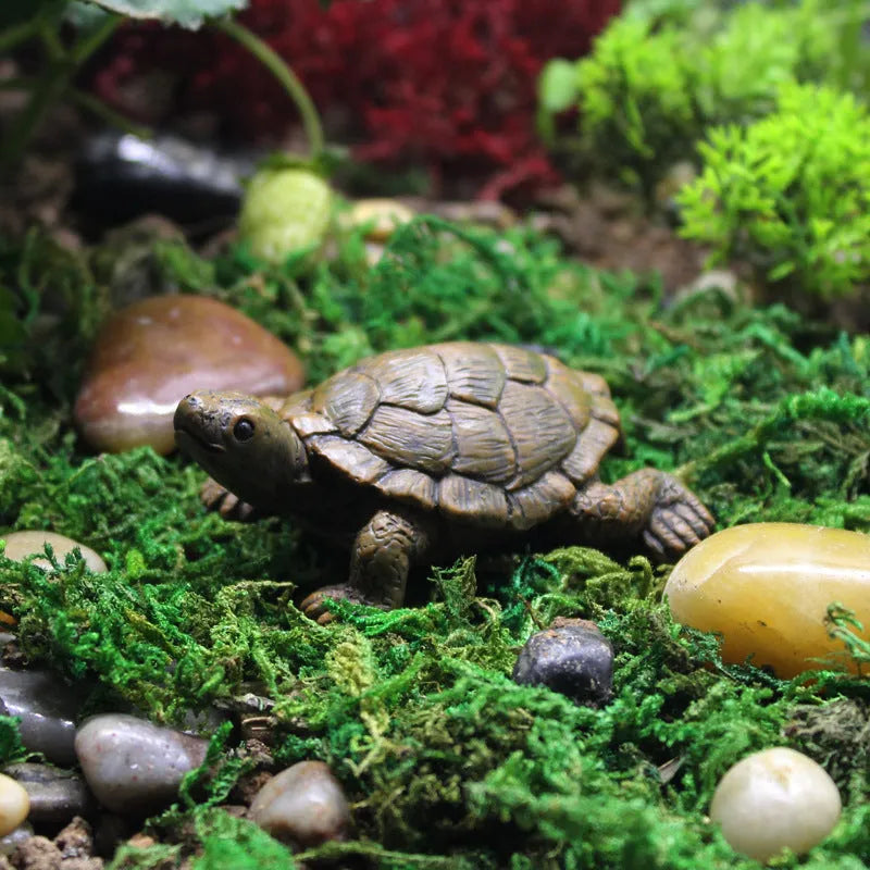 Realistic resin turtle garden ornament for micro landscape displays
