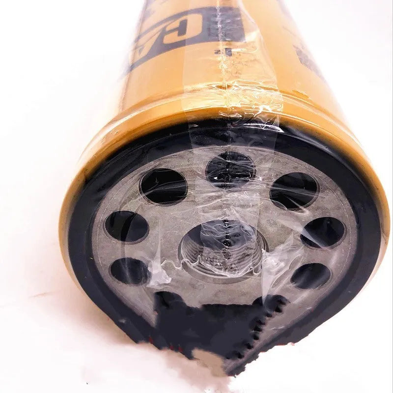 Yellow Caterpillar engine fuel water separator filter element, 262mm tall, for 324D 329D 328D models.