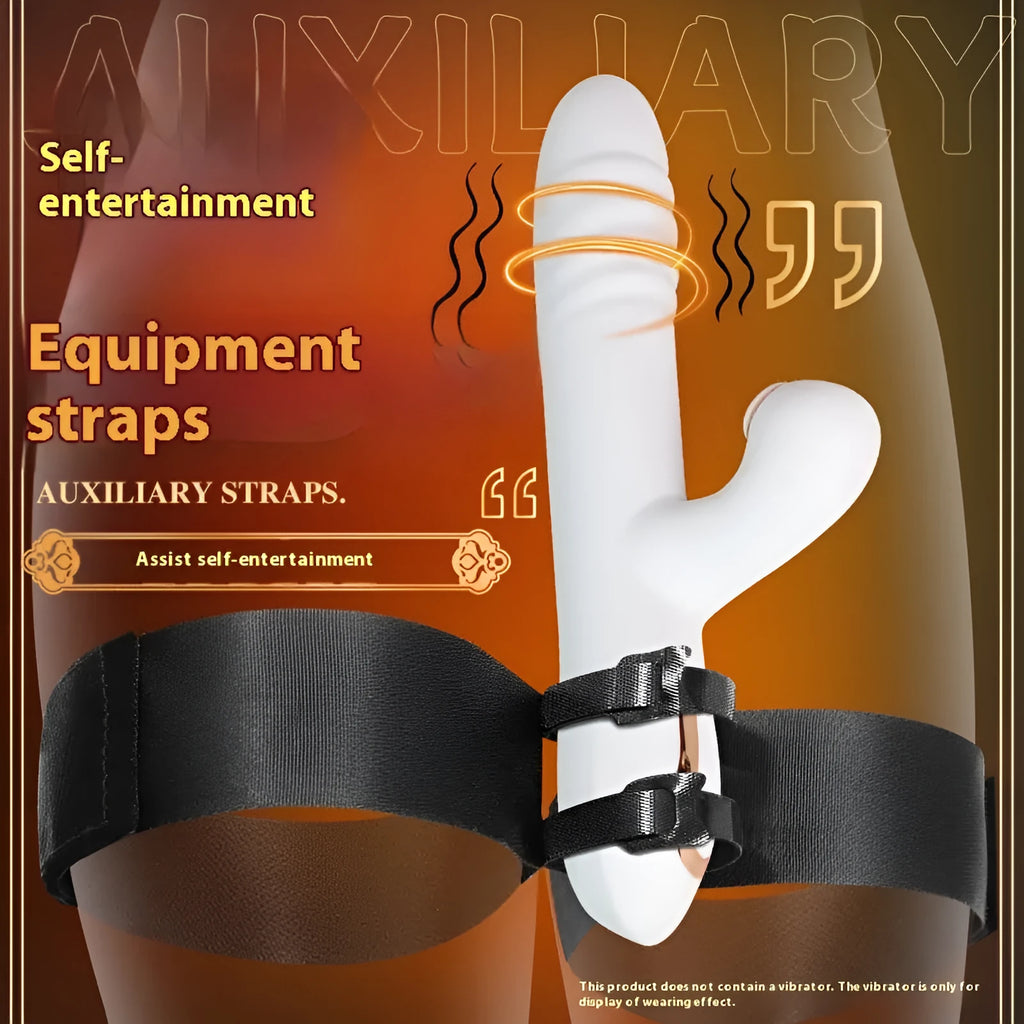 Black adjustable sex toy strap with knitted belt construction for secure adult toy attachment