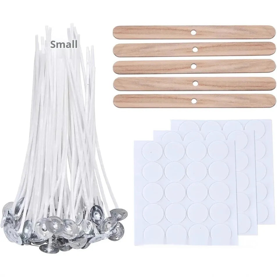 White cotton candle wick DIY material for candle making projects in three different lengths
