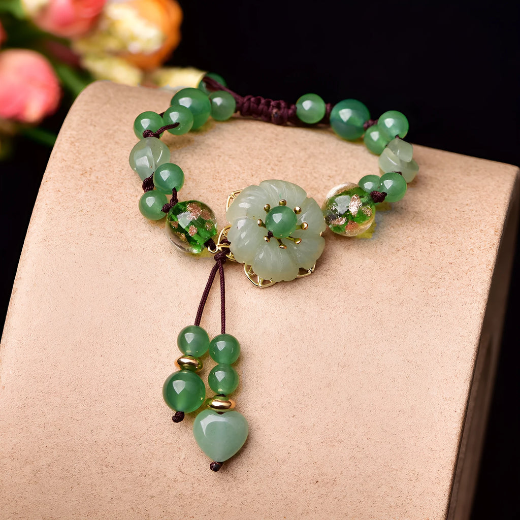 Hand-woven bracelet Chinese style auspicious patterns flower shape mixed material women's accessory