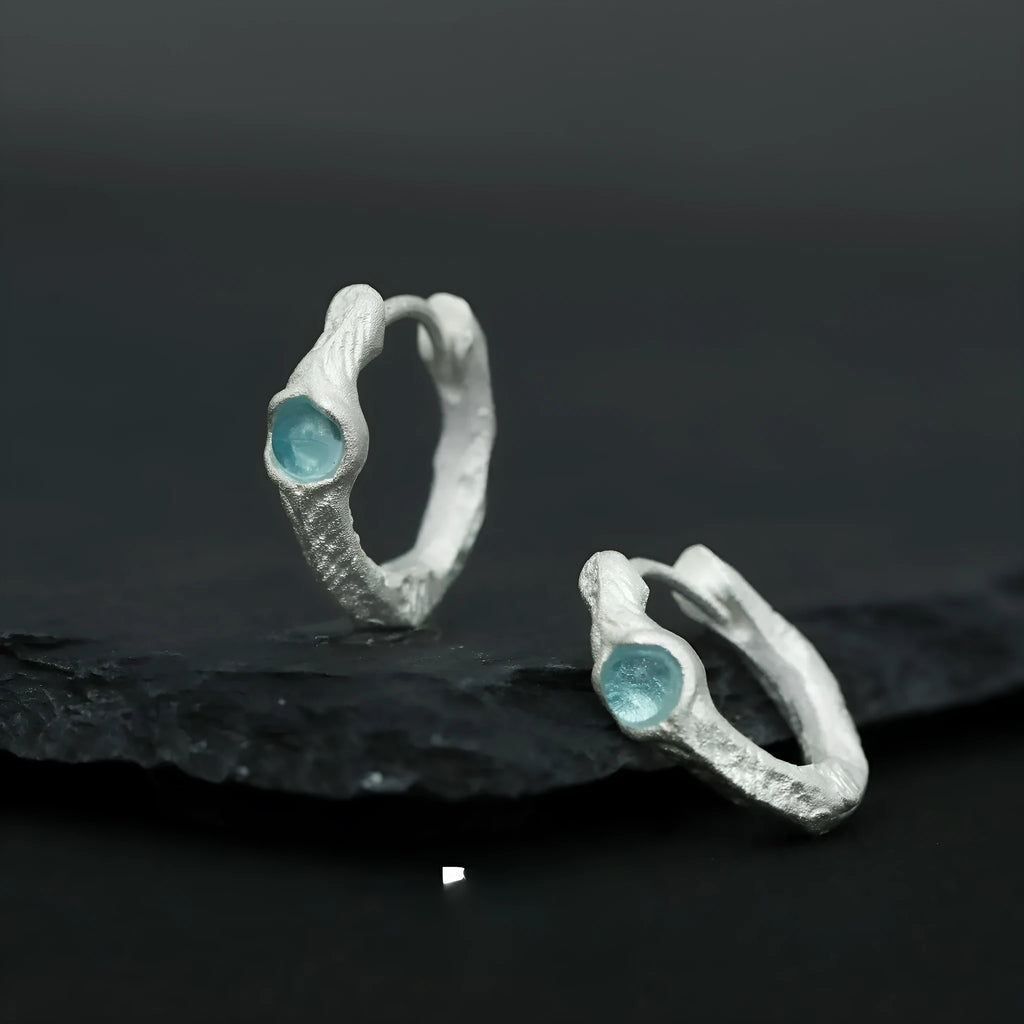 Geometric burnt silver 925 sterling silver women's ear clip