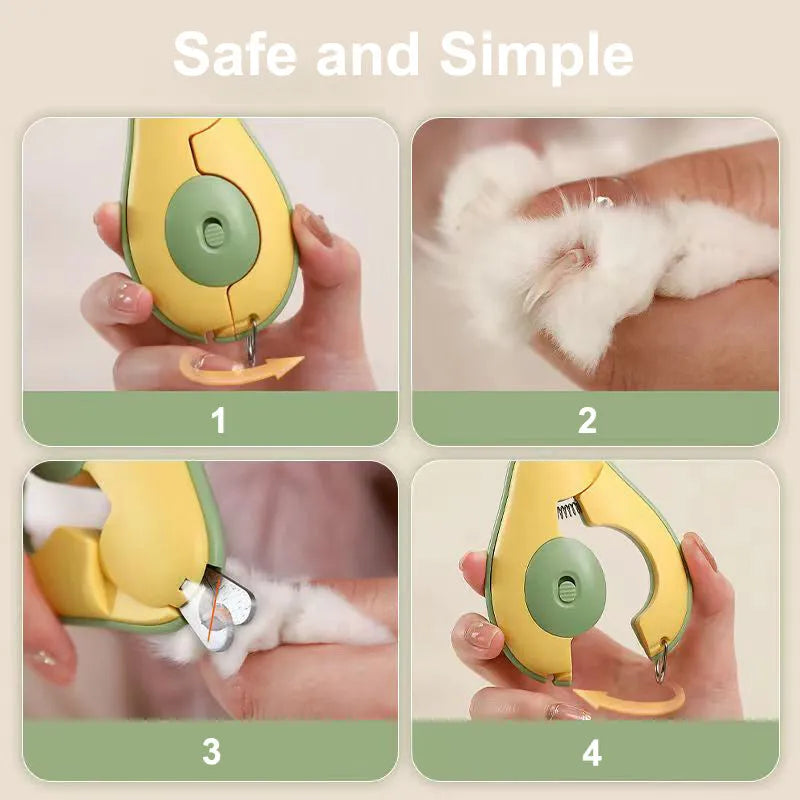Professional LED light pet nail clipper for small dogs and cats in green, pink and white colours