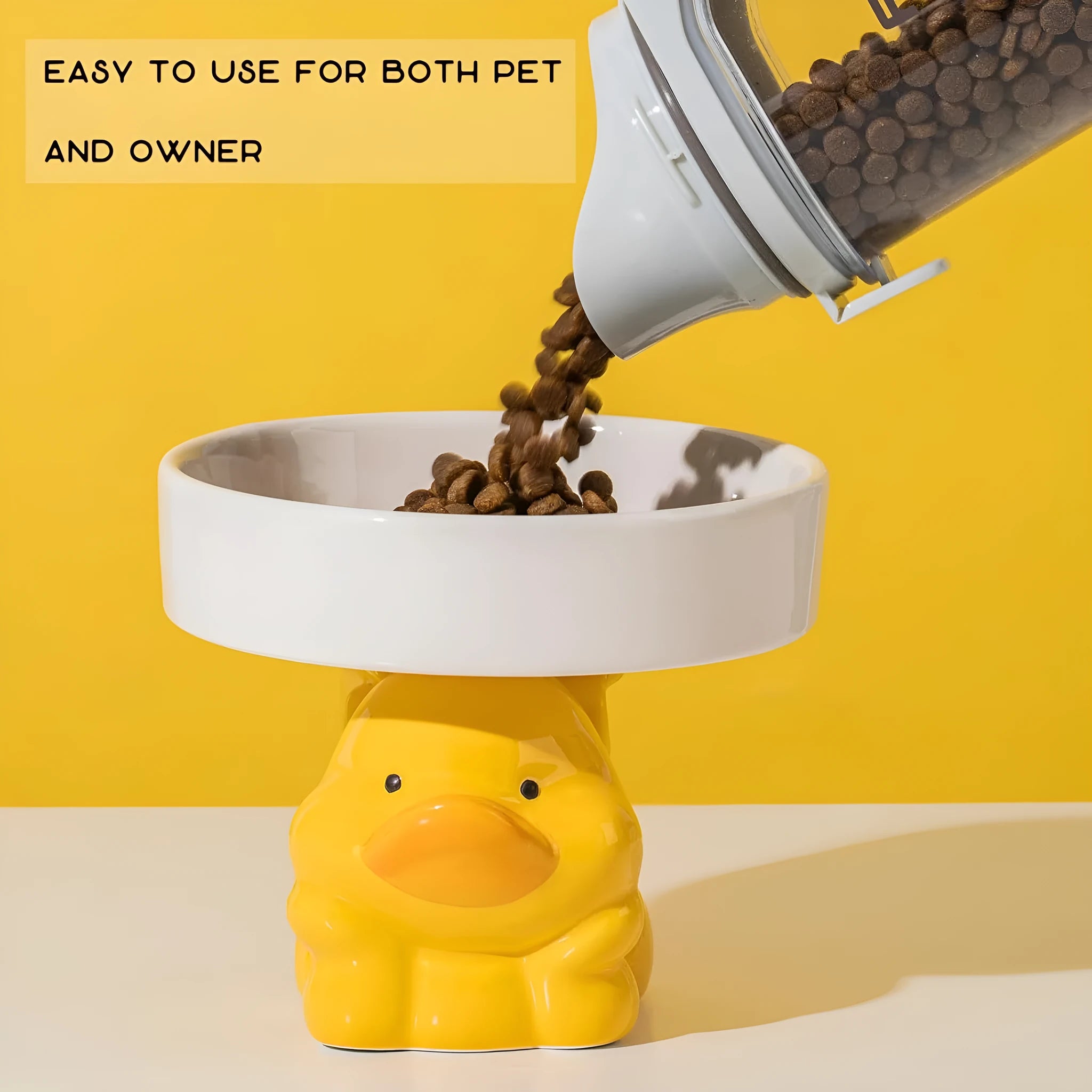Ceramic raised pet bowl with animal design for cats and small dogs
