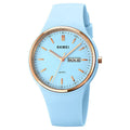 Women's quartz watch with silicone strap in multiple colours showing 42mm dial