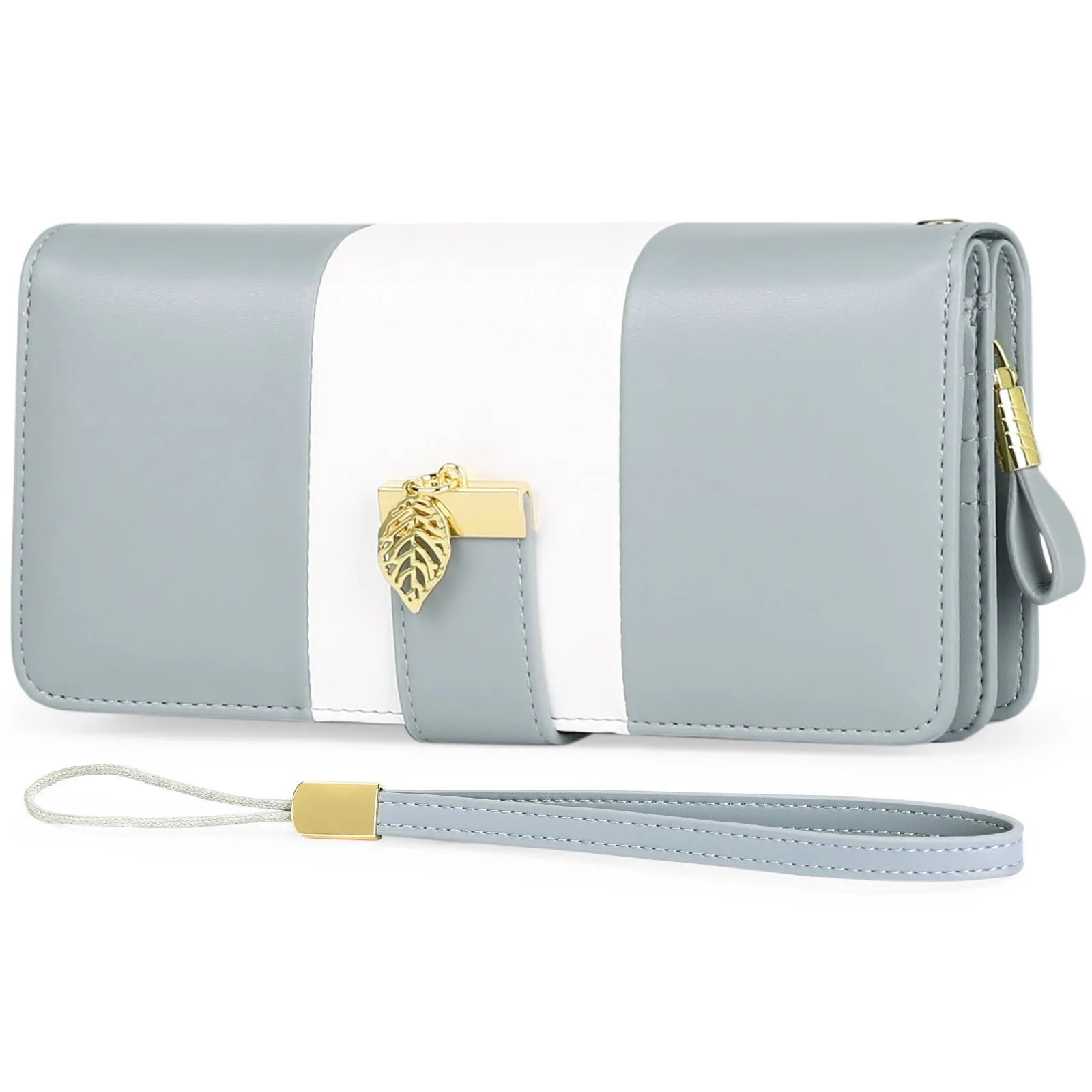 Midnight black anti-theft clutch bag with lock opening, shown open to reveal microfiber lining.
