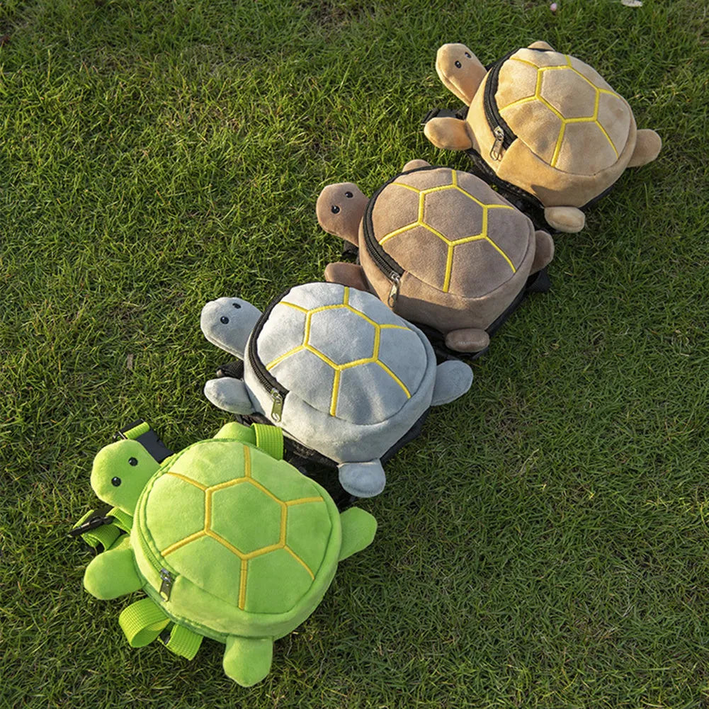 Cartoon turtle shape dog backpack harness vest in velvet with metal zipper