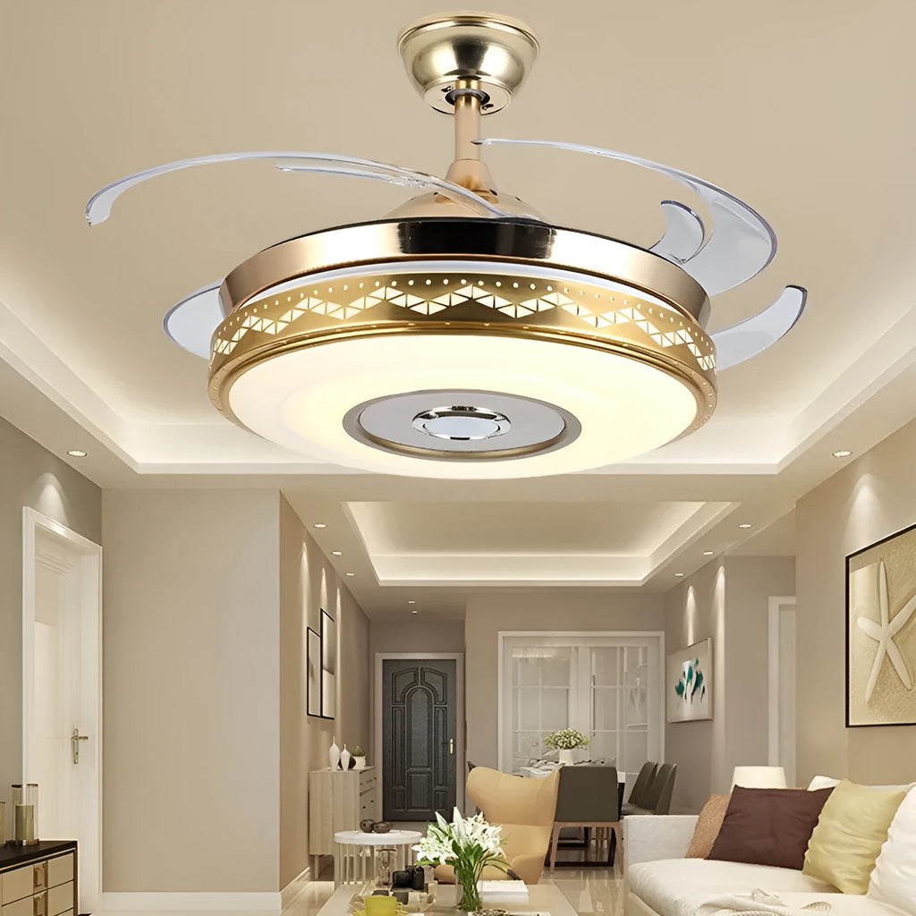 Intelligent home living room fan light 42 inch with acrylic lampshade and Bluetooth music