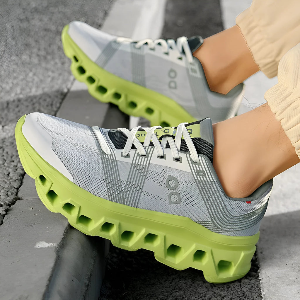Men's casual running shoes with breathable mesh upper, low-top lace-up design, available in black