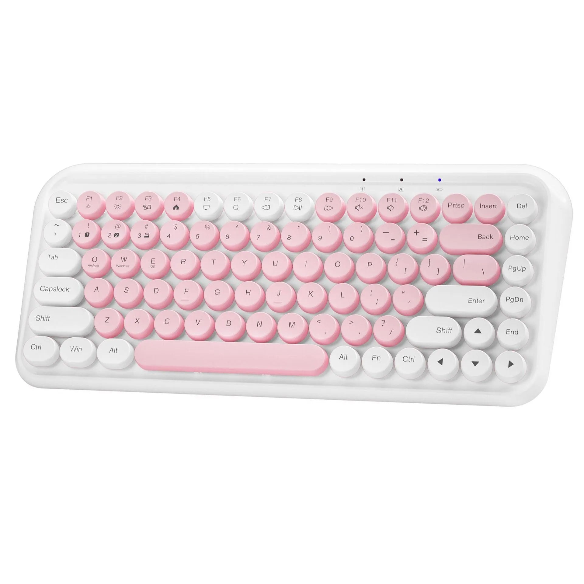 Pink portable Bluetooth wireless keyboard with 84 keys and compact design