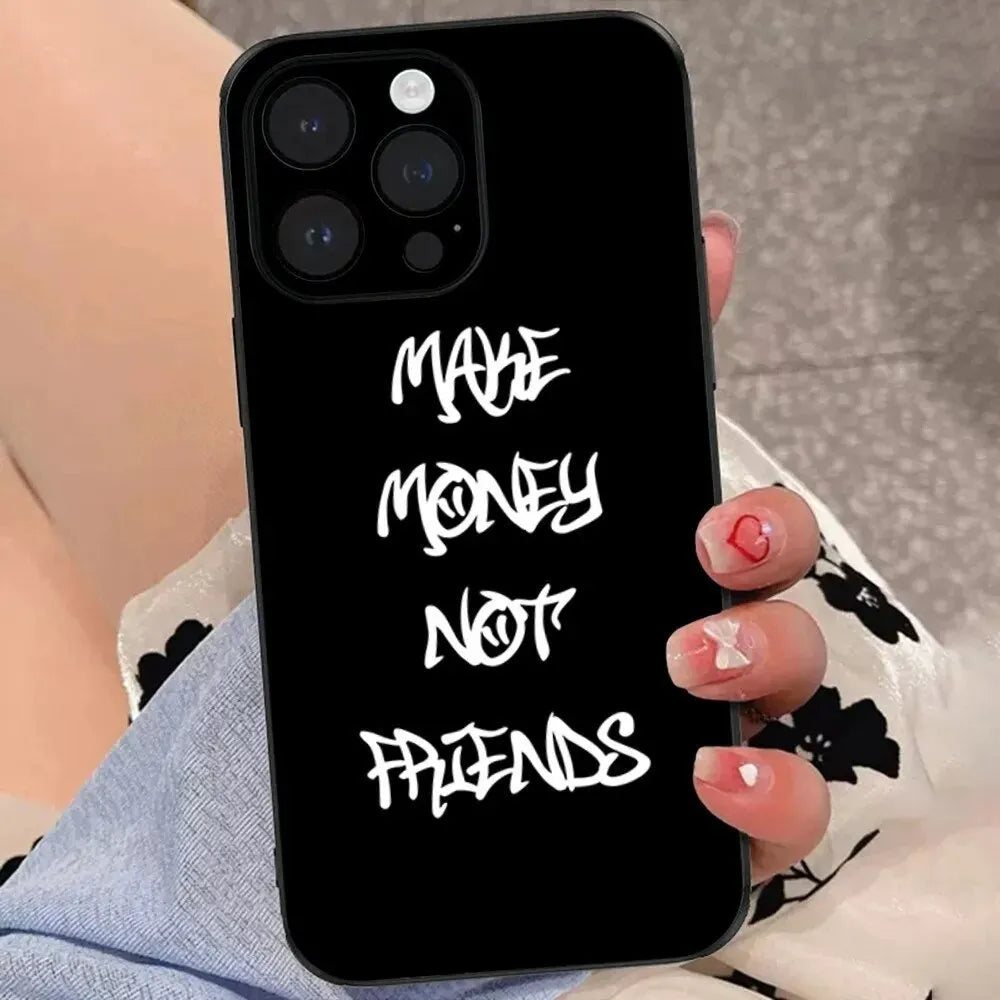 Black English Money anti-fall TPU phone case back cover for iPhone models