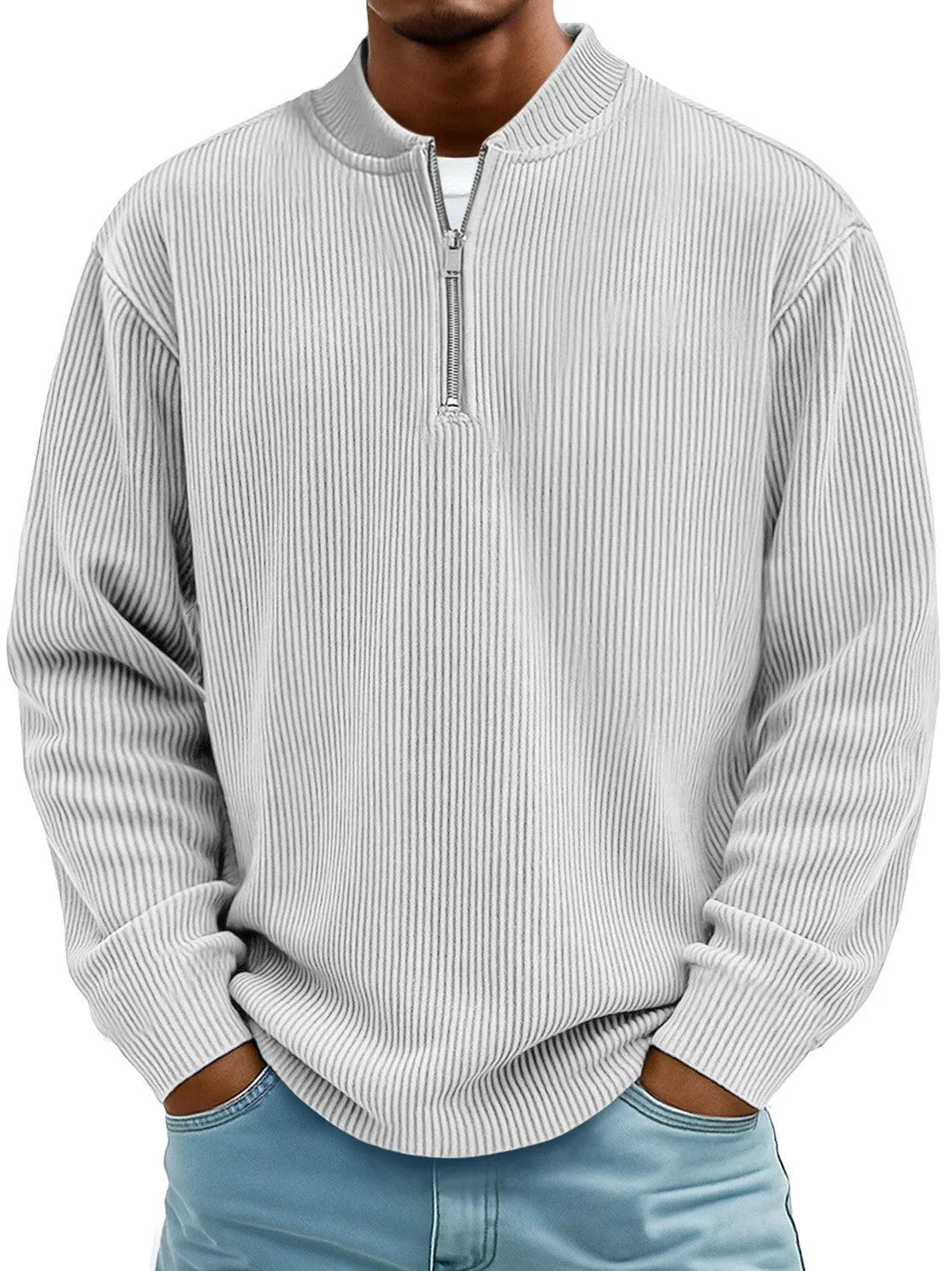 Men's digital print zip-up polyester cardigan with retro American style, loose fit, available in multiple colours