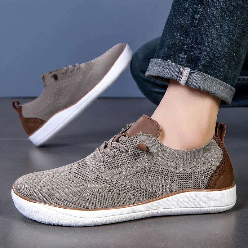 Widened fattened big wide last mesh walking shoes for larger feet in black fabric upper with flat EVA sole