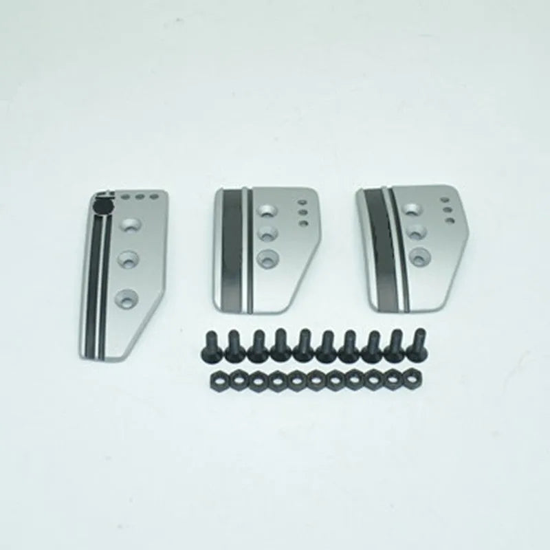 Aluminium alloy manual transmission car pedal set showing brake, accelerator and clutch pedals