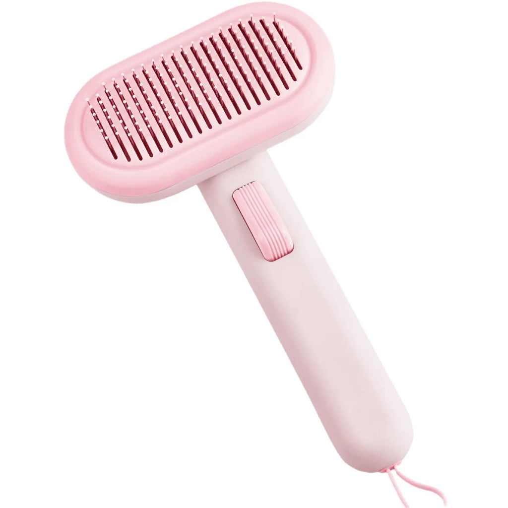 Large pet hair removal comb with stainless steel blades in light grey colour