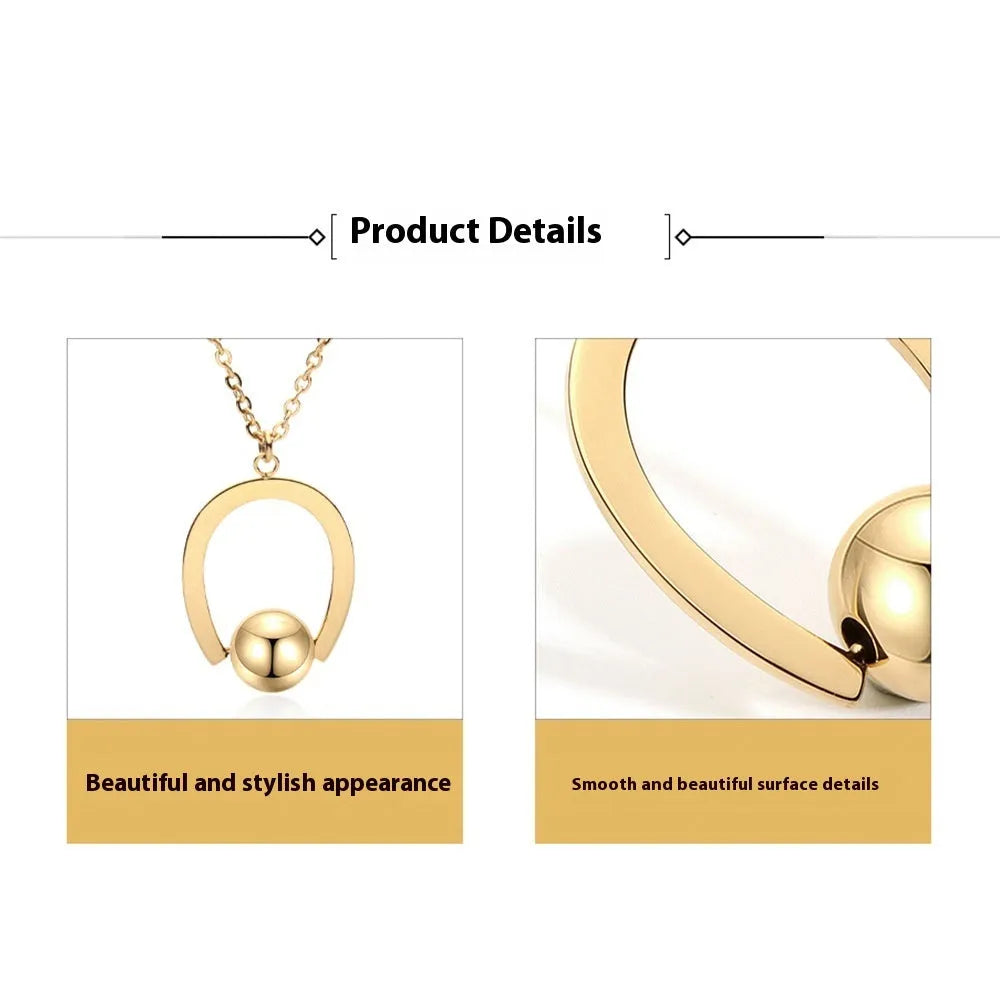 Stainless steel bead chain necklace with geometry pendant on cross chain style