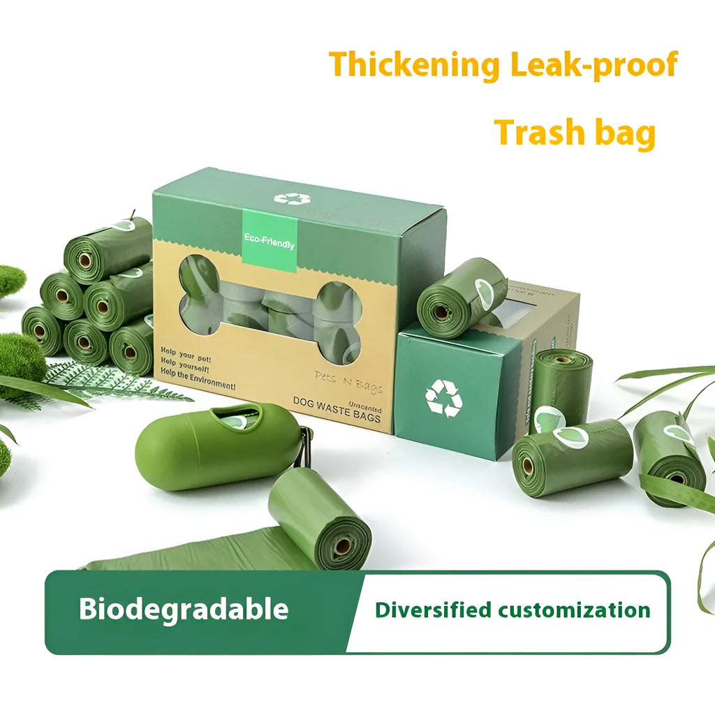 EPI environmentally friendly degradable pet waste bags in green colour with dispenser attachment
