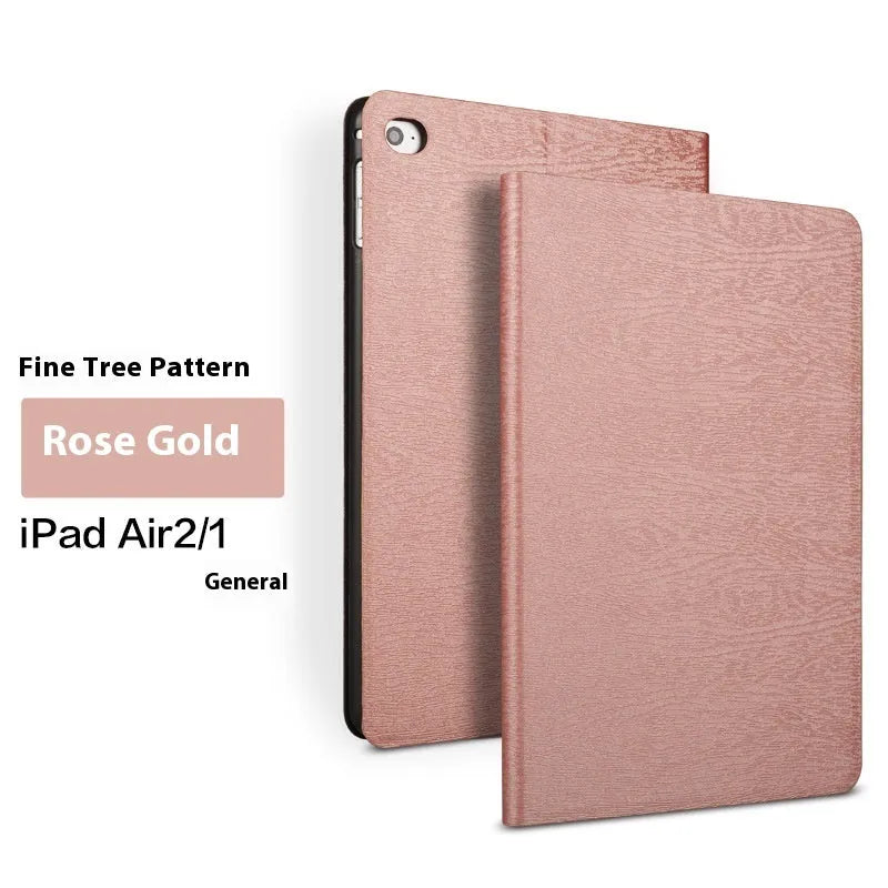 Sapphire blue imitation leather iPad protective cover with integrated sleep bracket standing upright.