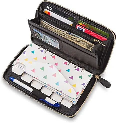 PU leather anti-theft RFID-blocking card holder in seven colour options on a solid background
