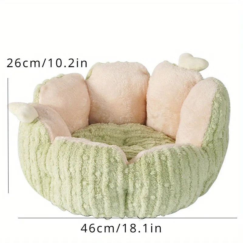 Green or purple soft cactus-themed cat litter kennel pet bed in large or small size.