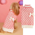 Ins style acrylic dog sweater with decorative bow and love heart design in multiple colour options