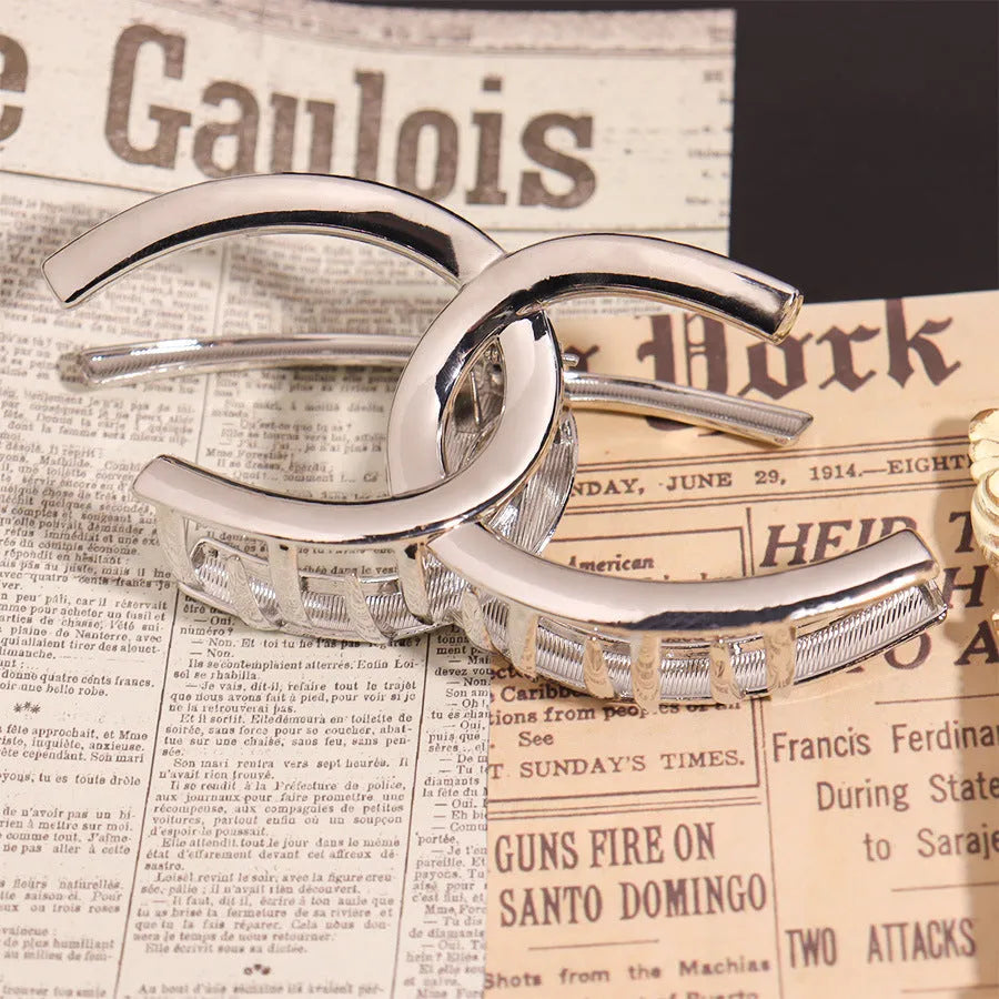 Silver metal barrettes hair claw set with multiple design variations and electroplated finish
