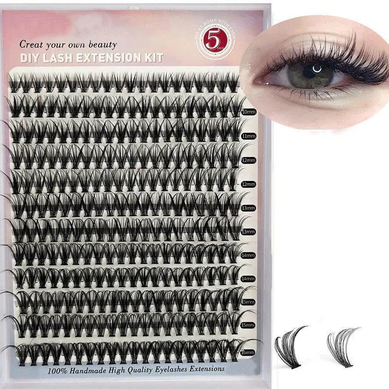 DIY cluster false eyelashes mixed package showing 30D and 40D thicknesses with tweezers