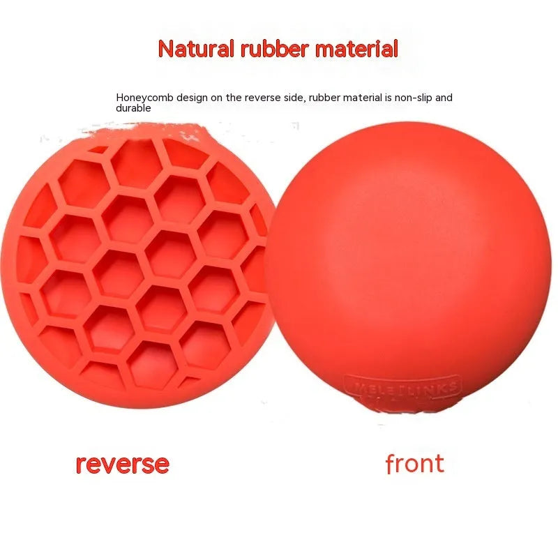 Orange golf training mat with centre of gravity zone for swing strength practice