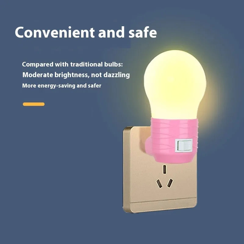 Modern round plug-in bedside lamp in white, blue, or pink shell with selectable white, warm, or three-colour lighting