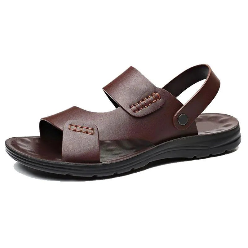 Men's brown and black waterproof plastic casual sandals for beach use