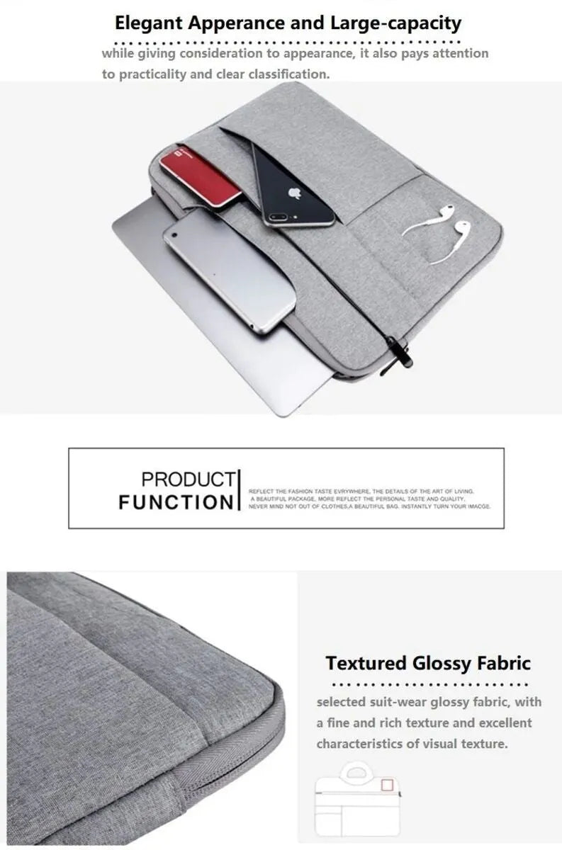 Water-repellent laptop bag with shoulder strap, available in multiple sizes and colours