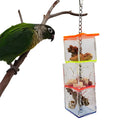 Clear acrylic bird foraging toy measuring 5x5x32cm with food compartments for parrot enrichment