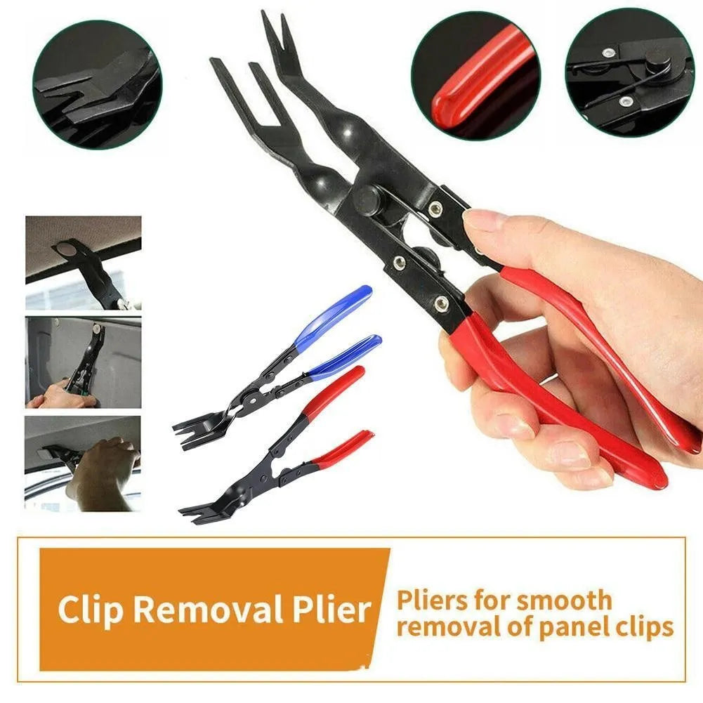 Blue car trim removal pliers with 240mm forged steel construction for interior clip and panel disassembly