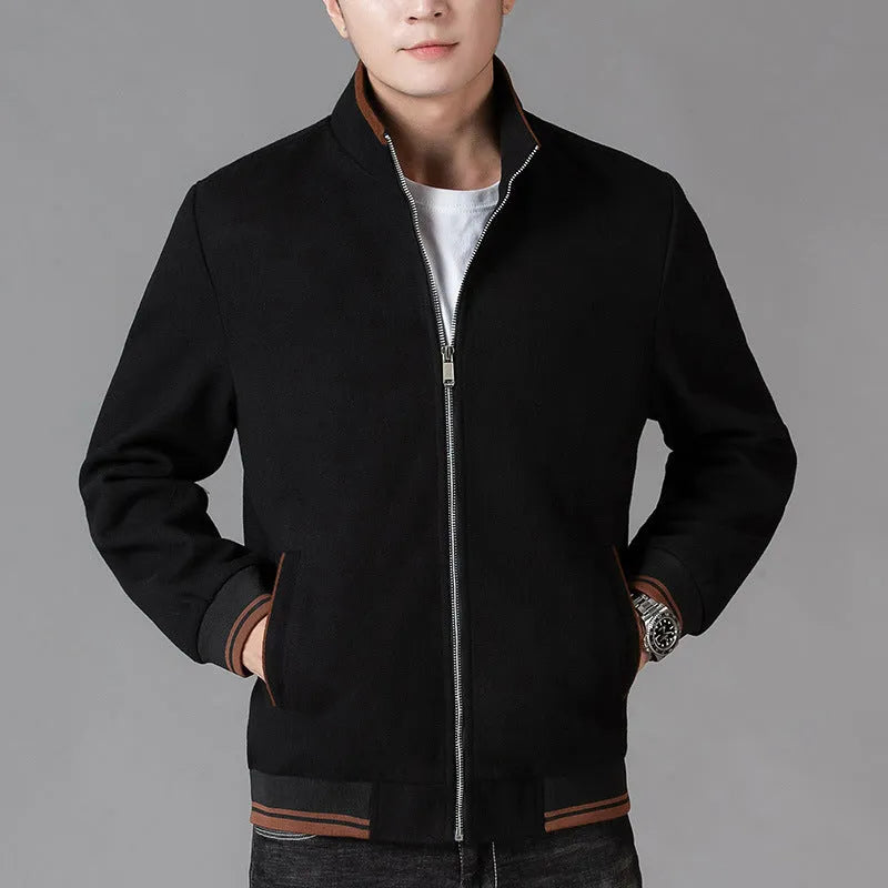 Men's grey sports-style fleece jacket with long sleeves and stick pockets