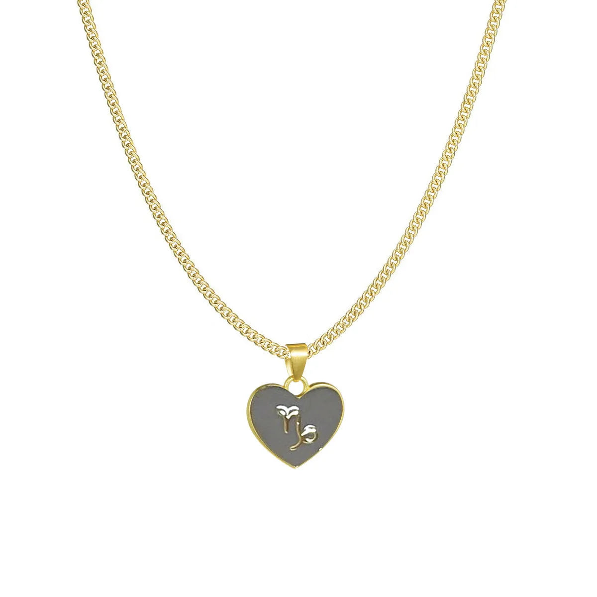 12 constellation love necklace with heart-shaped pendant and bamboo chain in a zodiac colour option