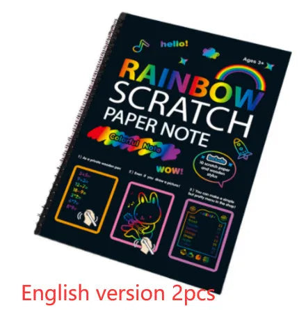Large children's scratch art paper with colourful puzzle scraping design, measuring 26x19 cm.