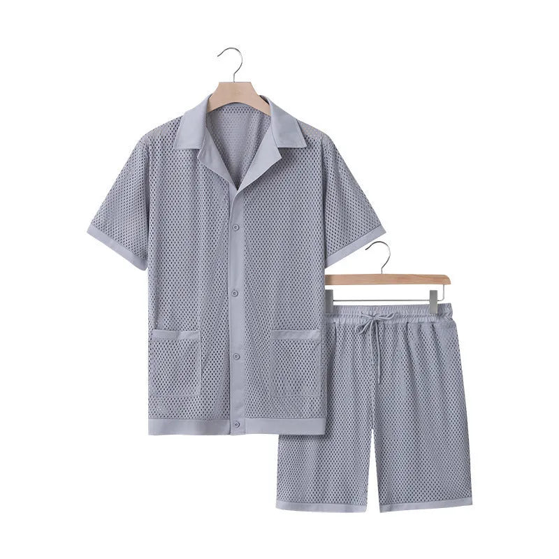 Design Beach Hawaii see-through cardigan shorts set in thin fabric for summer wear