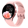Black unisex smart sport watch with a round screen on a wrist, showing a watch face.