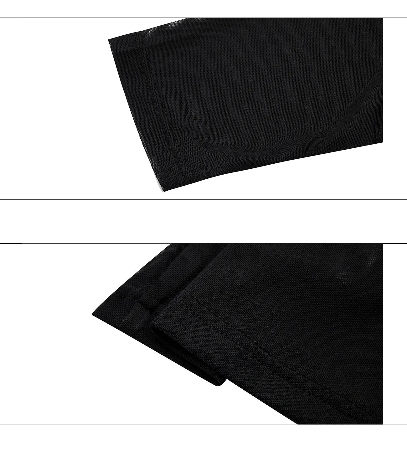 Niche mesh slim fit long sleeve shirt for women in black, showing trendy subdivision style.