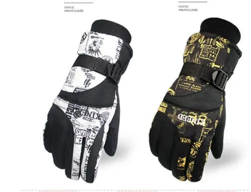Winter ski gloves for men windproof breathable nylon in black style A