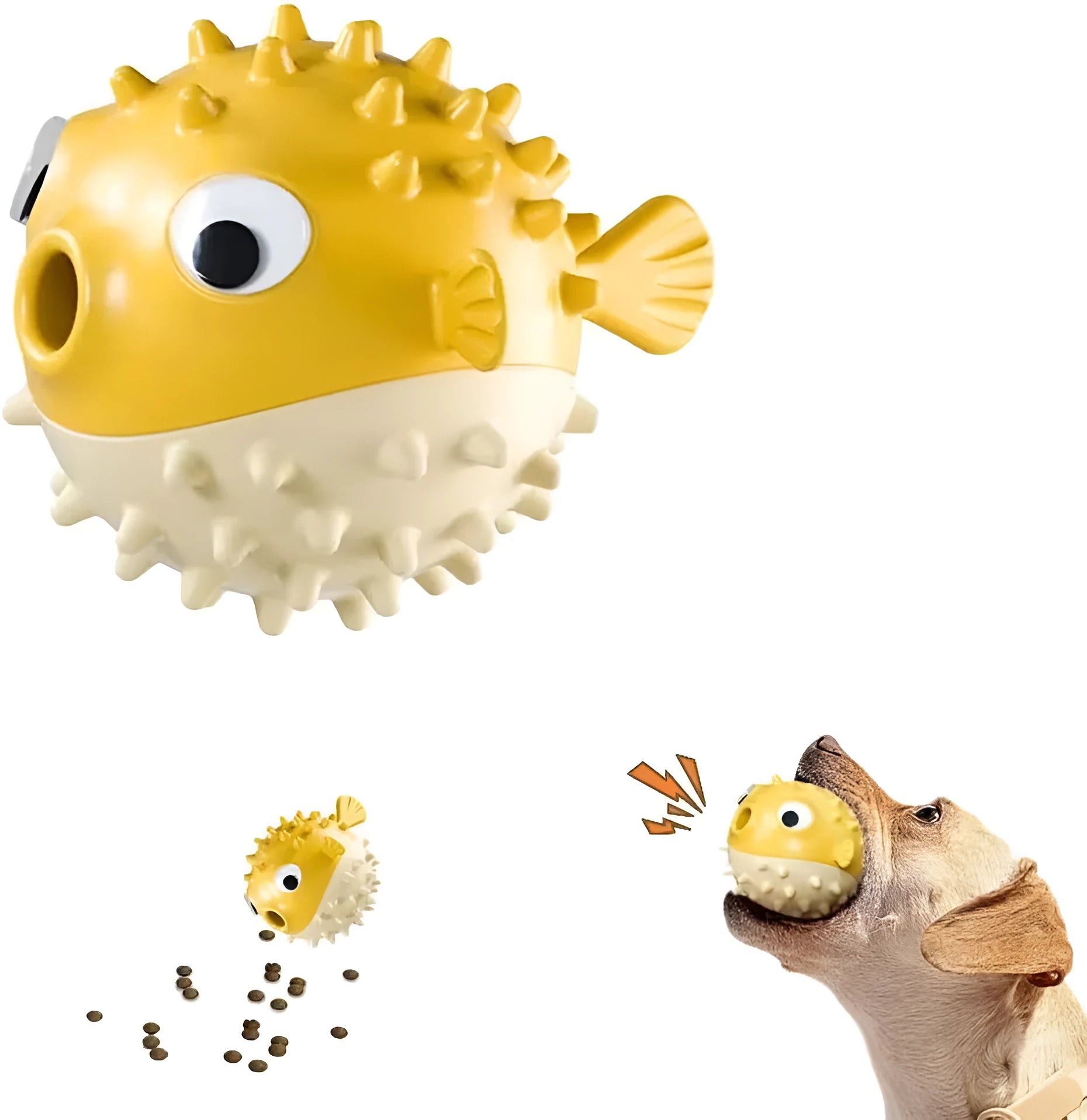 Green fish-shaped interactive dog toy with textured surface for medium and large dogs