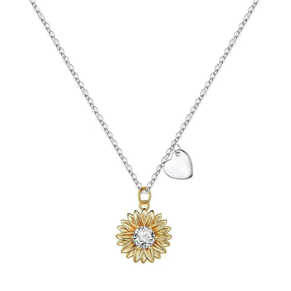 925 silver sunflower necklace with daisy petal design on adjustable 21-50cm chain