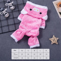 Fleece-lined thermal coral fleece pig pet costume for cats and small dogs, cartoon style, available in six sizes