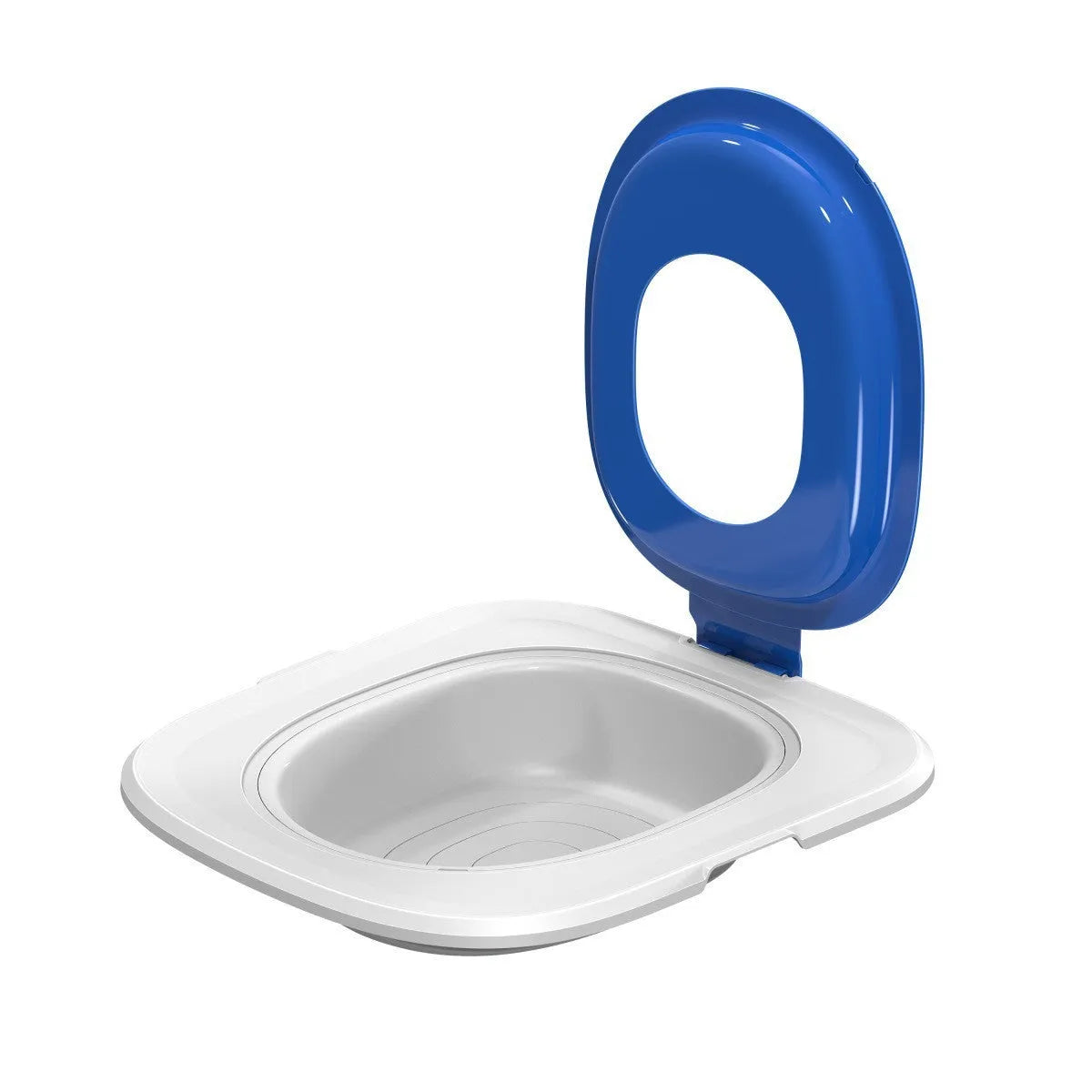 Fifth generation cat toilet trainer mat in blue, grey, or green colours made from ABS plastic.