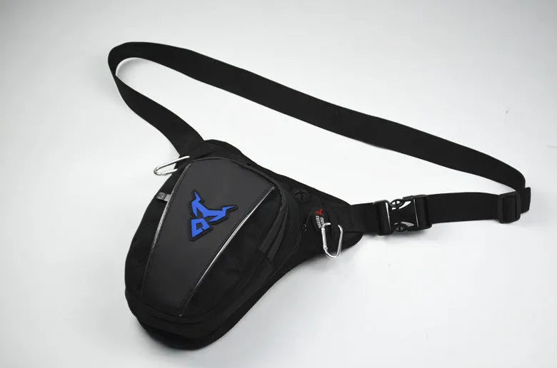 Red 0105MC motorcycle crossbody leg bag made of 1200D Oxford cloth showing front and side.